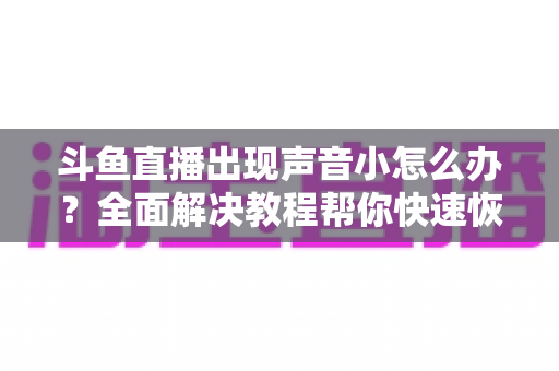 斗鱼直播出现声音小怎么办?全面解决教程帮你快速恢复音量 斗鱼直播出现声音小怎么办?全面解决教程帮你快速恢复音量
