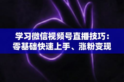 学习微信视频号直播技巧：零基础快速上手、涨粉变现的实战全攻略