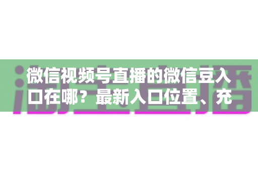 微信视频号直播的微信豆入口在哪？最新入口位置、充值步骤与使用技巧全解析