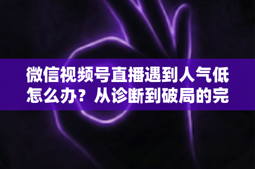 微信视频号直播遇到人气低怎么办?从诊断到破局的完整人气提升运营指南 微信视频号直播遇到人气低怎么办?从诊断到破局的完整人气提升运营指南